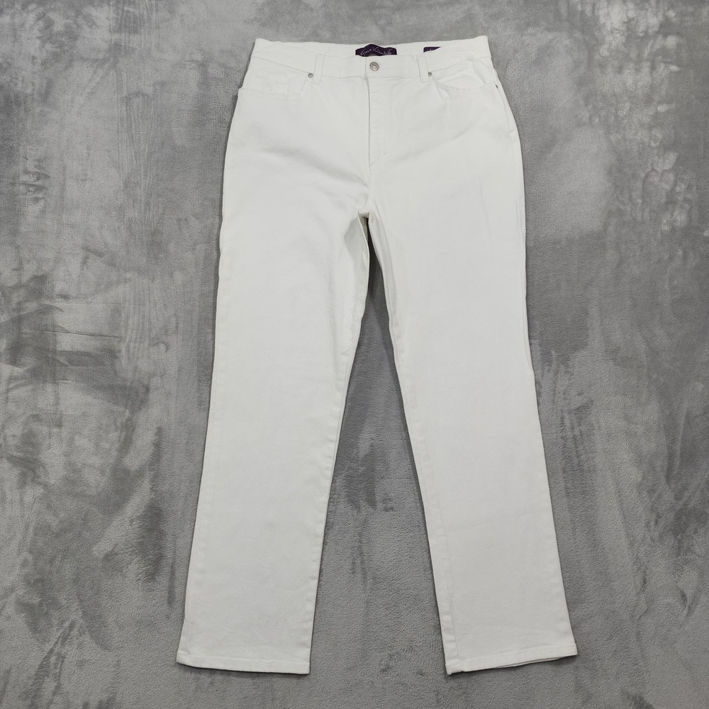 Gloria Vanderbilt Jeans Womens 14 White Amanda High Rise Straight Stretch Denim